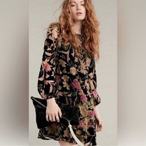 Eliza J Black and Pink Floral Long Sleeve Dress